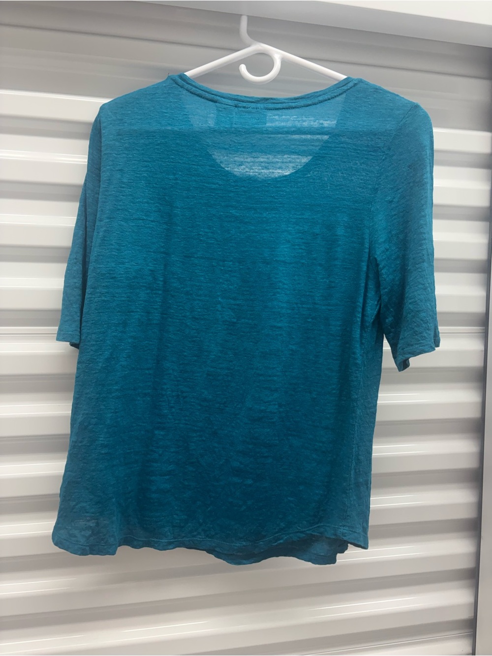 Shimmering Turquoise Short Sleeve Blouse By Nicole Miller Large